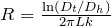 R=\frac{\ln(D_t/D_h)}{2\pi Lk}